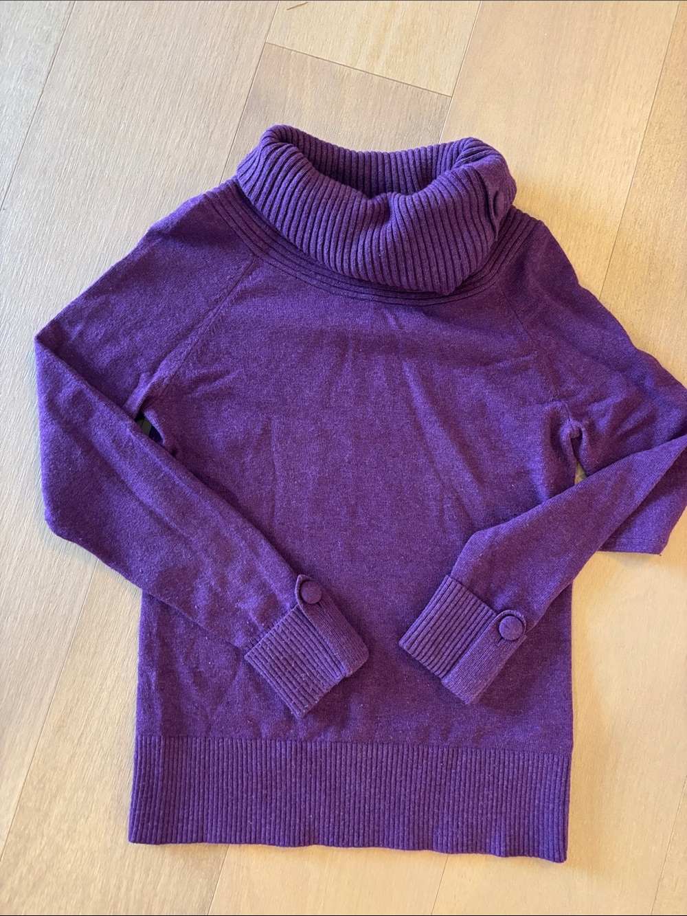 Banana Republic Deep Purple Cowl-Neck Sweater with Button Cuffs